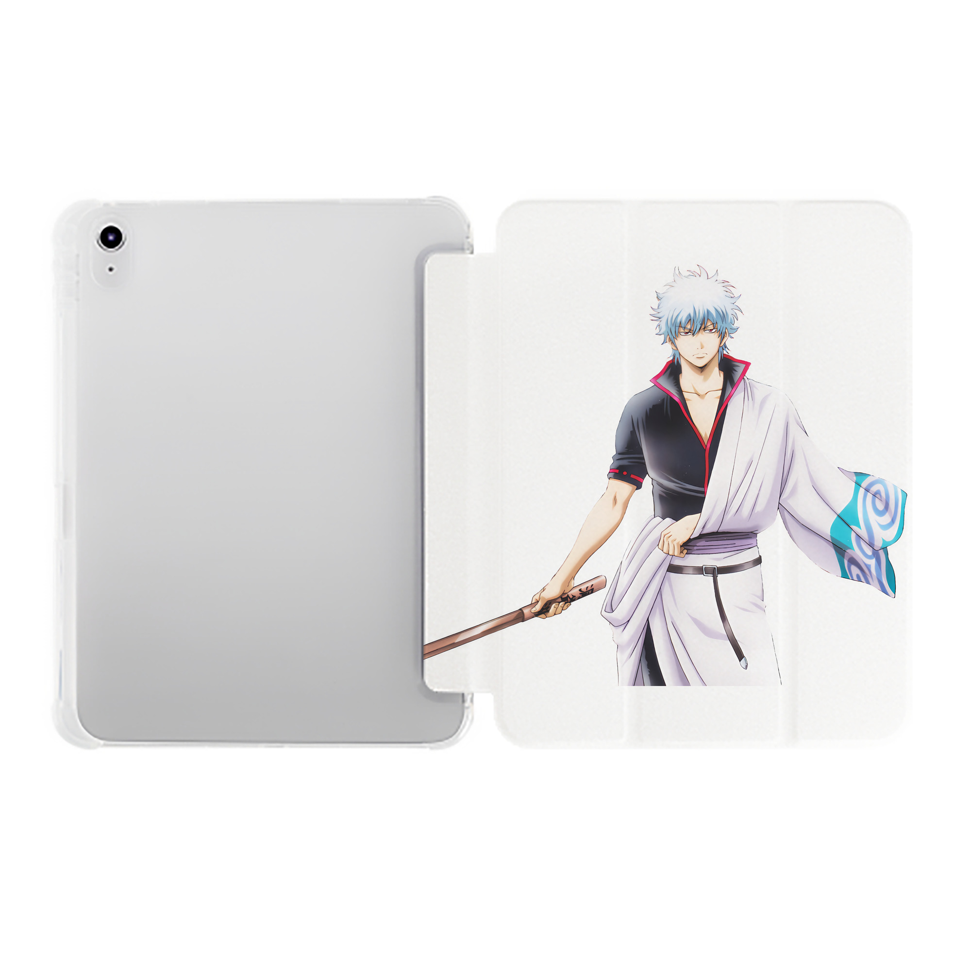 （画像用） ぎんたま 坂田銀時（さかたぎんとき） 神楽 志村新八（しむら しんぱち） GINTAMA Sakata Gintoki Kagura Shimura Shinpachi IPad ケース ペン収納付き 三つ折りスタンド PUレザー×シリコン 対応機種9.5/10.5/10.9インチ